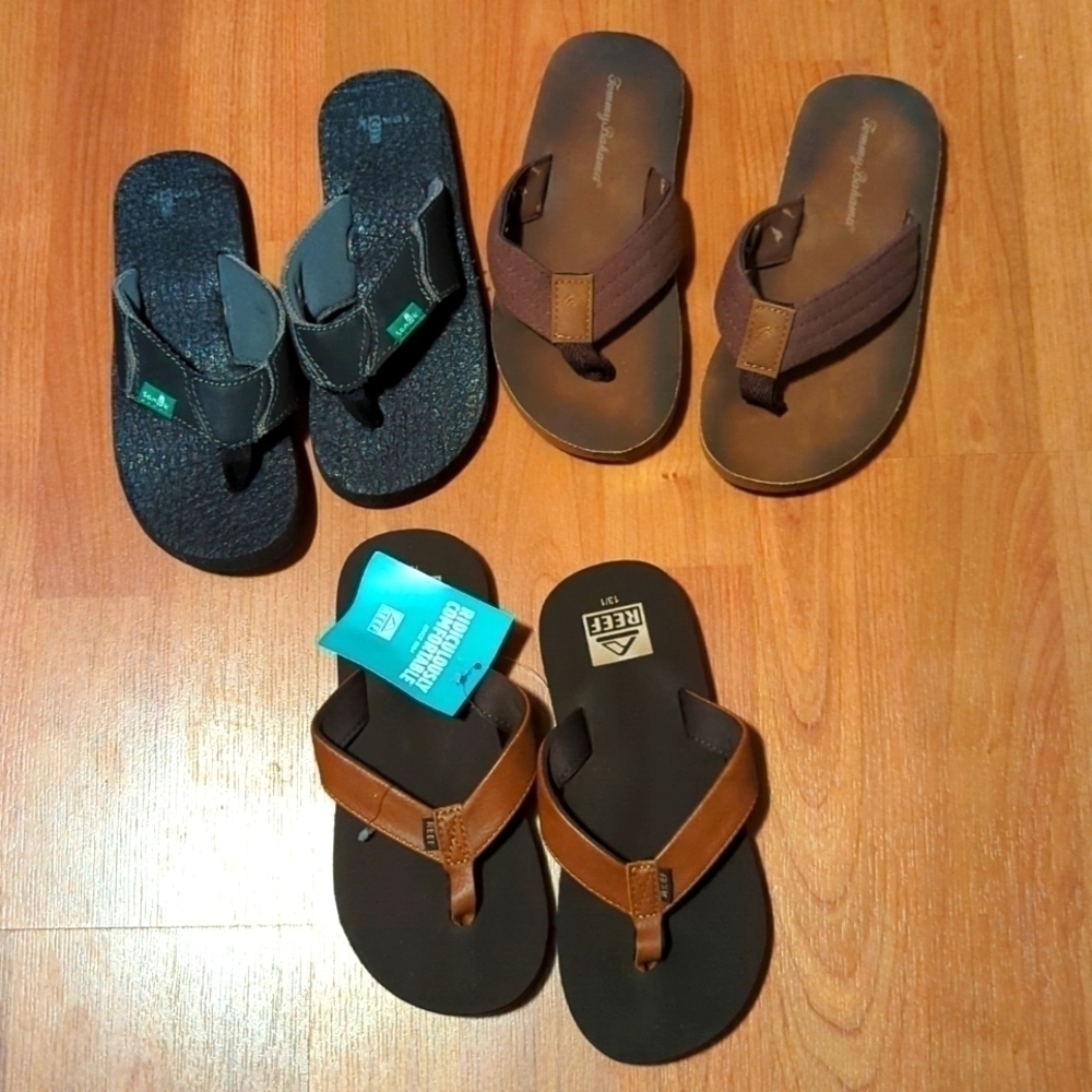 Reef Tommy Bahama Sanuk Toddler Boys Flip Flops Size 12 13 EUC
